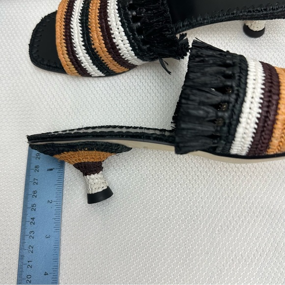 Tory Burch Eleanor Square Tie Braided Raffia Kitten Heel Sandal Sz 7 - Picture 10 of 10